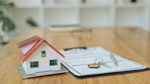 A miniature house on a table